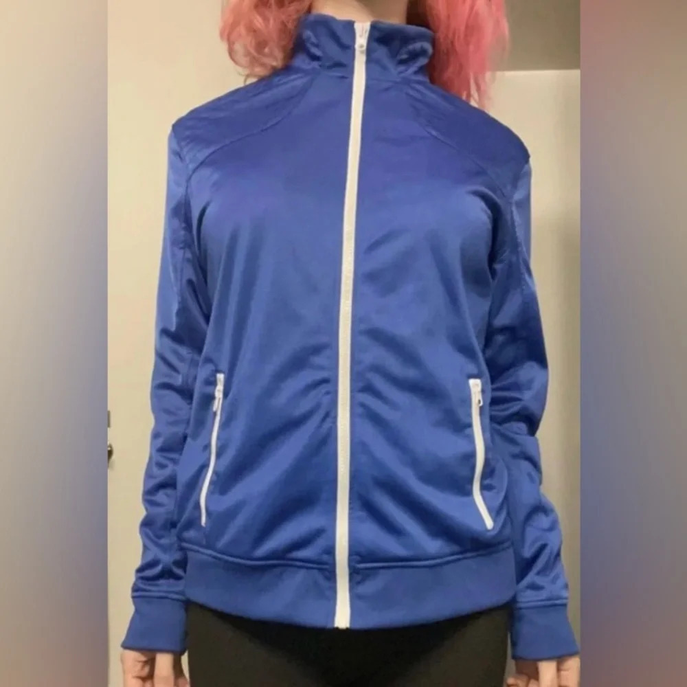 AMERICAN RAG track zip up mesh lined jacket long sleeve blue white NEW size S